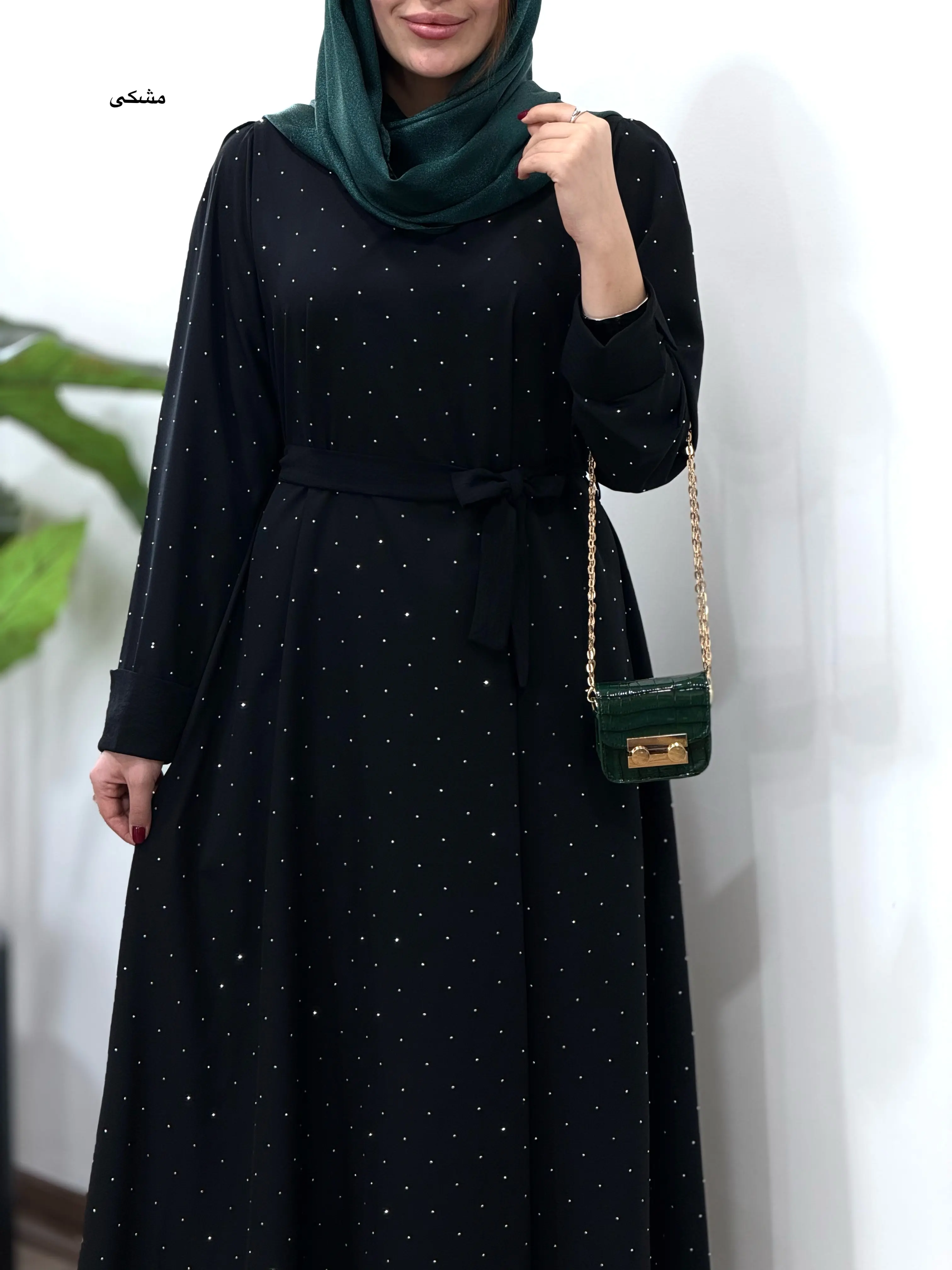 پیراهن مانتویی بلند نگین